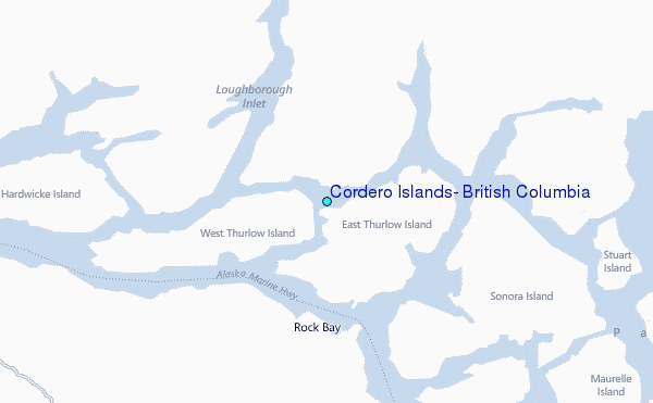 Cordero Islands, British Columbia Tide Station Location Map