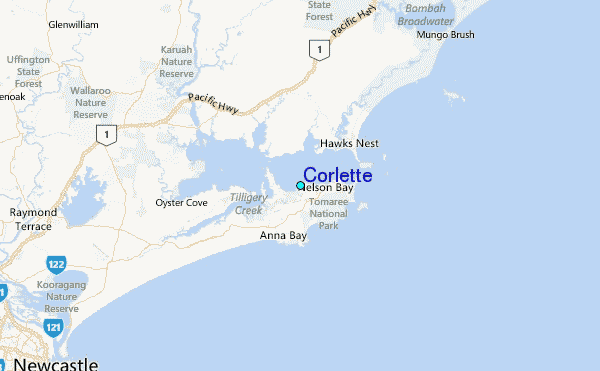 Corlette Tide Station Location Map