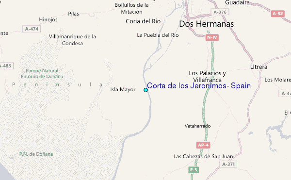 Corta de los Jeronimos, Spain Tide Station Location Map
