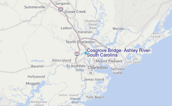 Cosgrove Bridge, Ashley River, South Carolina Tide Station Location Map