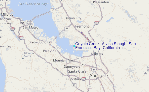 Coyote Creek, Alviso Slough, San Francisco Bay, California Tide Station Location Map