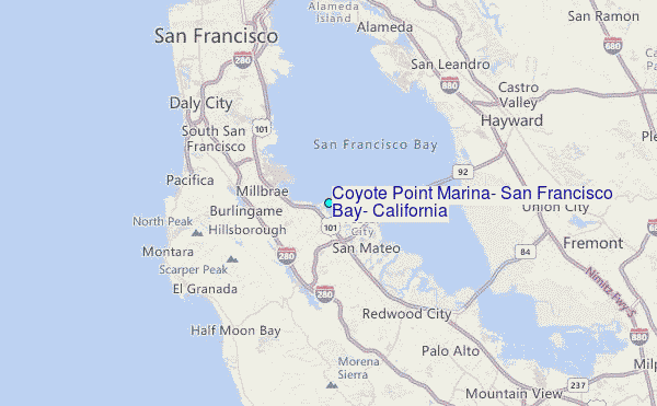 Coyote Point Marina, San Francisco Bay, California Tide Station Location Map