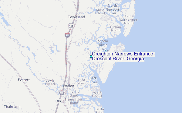 Creighton Narrows Entrance, Crescent River, Georgia Tide Station Location Map