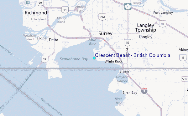 Crescent Beach, British Columbia Tide Station Location Map