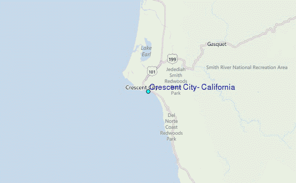 Crescent City, California Tide Station Location Map