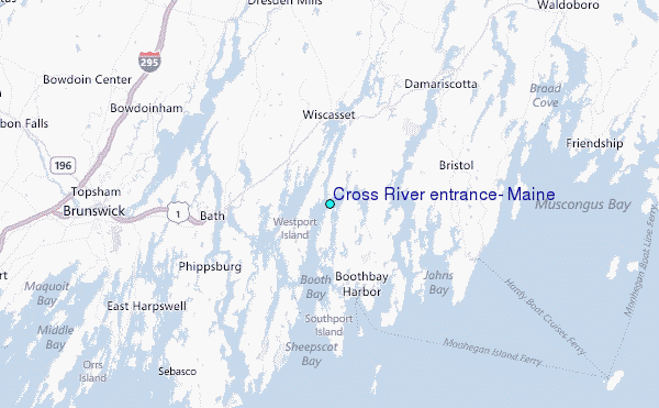 Cross River entrance, Maine Tide Station Location Map