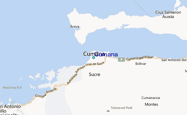 Cumaná Tide Station Location Map