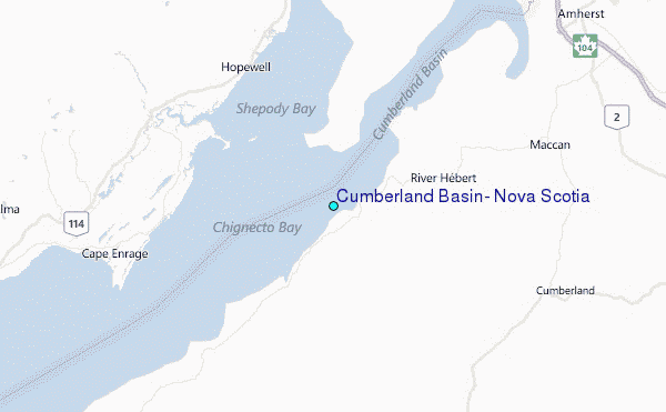 Cumberland Basin, Nova Scotia Tide Station Location Map