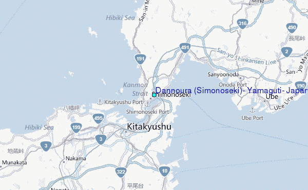 Dannoura (Simonoseki), Yamaguti, Japan Tide Station Location Map