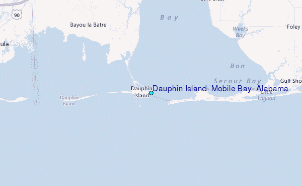 Dauphin Island, Mobile Bay, Alabama Tide Station Location Map