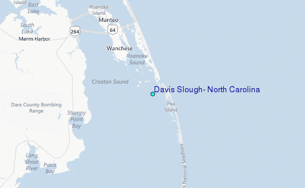 Davis Slough, North Carolina Tide Station Location Map