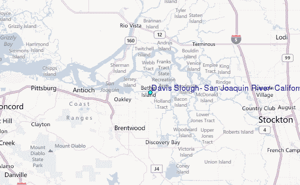Davis Slough, San Joaquin River, California Tide Station Location Map