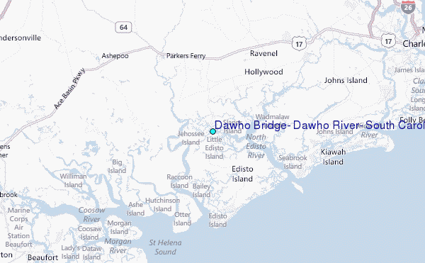 Dawho Bridge, Dawho River, South Carolina Tide Station Location Map