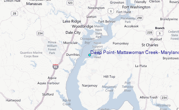 Deep Point, Mattawoman Creek, Maryland Tide Station Location Map