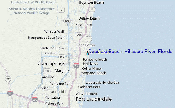 Deerfield Beach, Hillsboro River, Florida Tide Station Location Map