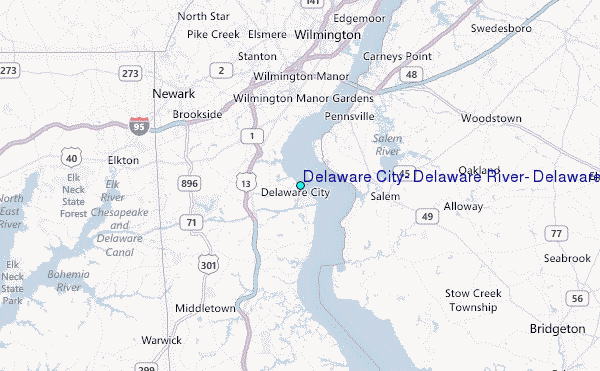 Delaware City, Delaware River, Delaware Tide Station Location Map