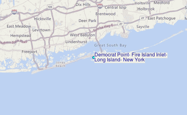 Democrat Point, Fire Island Inlet, Long Island, New York Tide Station Location Map