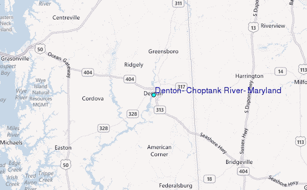 Denton, Choptank River, Maryland Tide Station Location Map