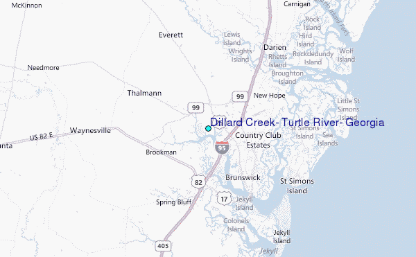 Dillard Creek, Turtle River, Georgia Tide Station Location Map