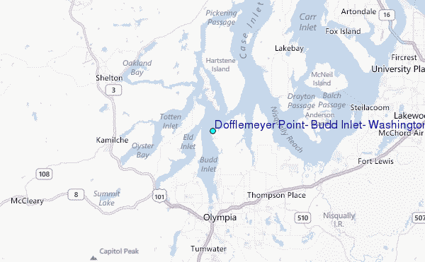Dofflemeyer Point, Budd Inlet, Washington Tide Station Location Map