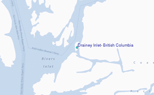 Drainey Inlet, British Columbia Tide Station Location Map