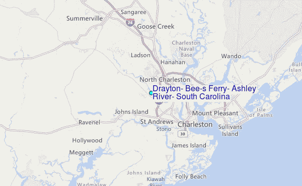 Drayton, Bee's Ferry, Ashley River, South Carolina Tide Station Location Map