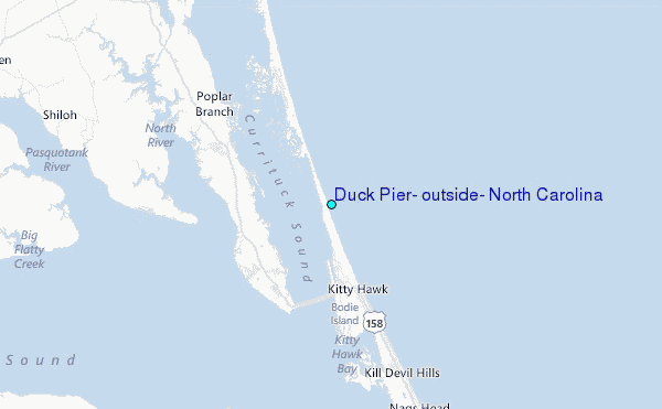 Duck Pier, outside, North Carolina Tide Station Location Map