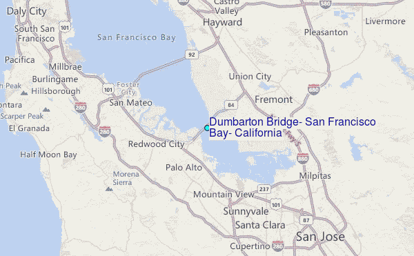 Dumbarton Bridge, San Francisco Bay, California Tide Station Location Map