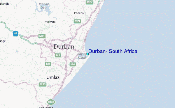 Durban, South Africa Tide Station Location Map