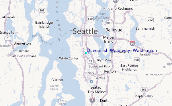 Duwamish Waterway, Washington Tide Station Location Map