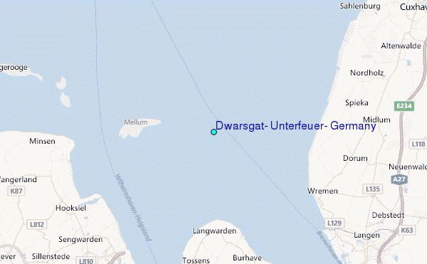 Dwarsgat, Unterfeuer, Germany Tide Station Location Map