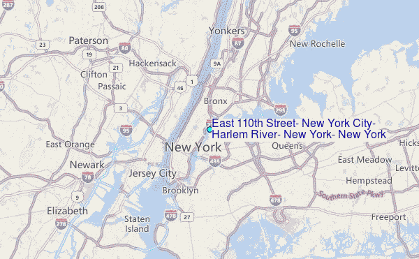 East 110th Street, New York City, Harlem River, New York, New York Tide Station Location Map