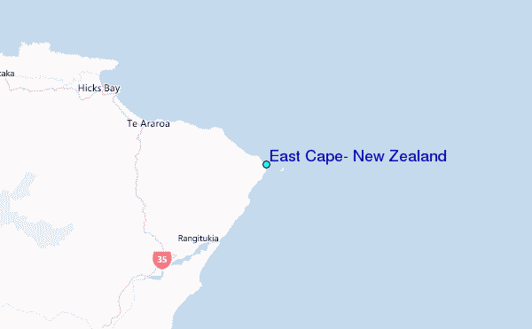East Cape, New Zealand Tide Station Location Map