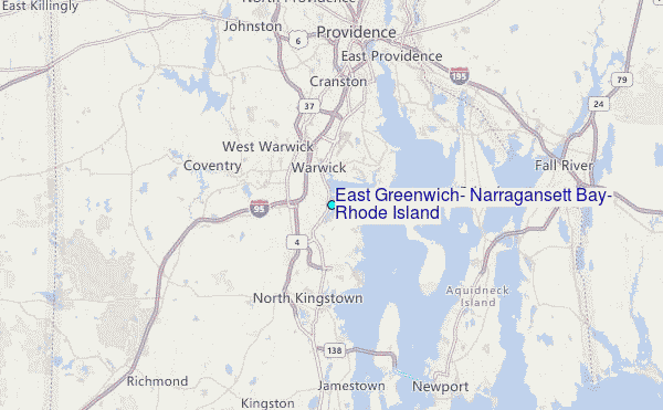 East Greenwich, Narragansett Bay, Rhode Island Tide Station Location Map