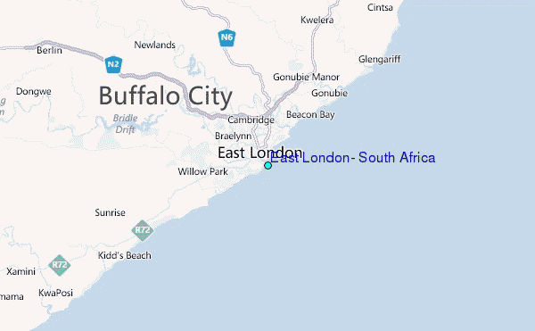 East London, South Africa Tide Station Location Map