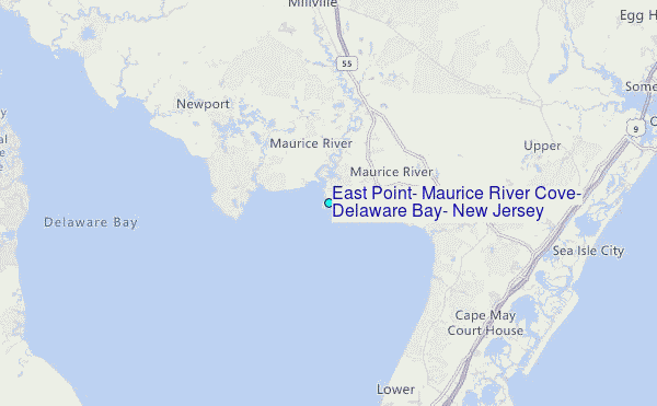 East Point, Maurice River Cove, Delaware Bay, New Jersey Tide Station Location Map