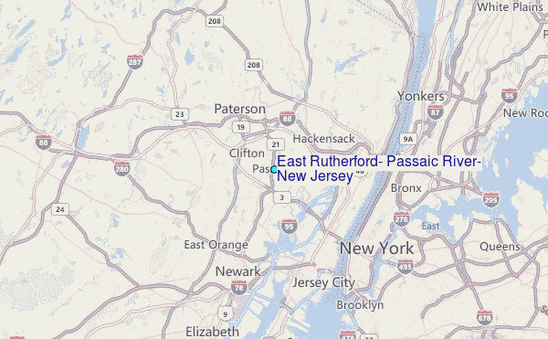 East Rutherford, Passaic River, New Jersey Tide Station Location Map