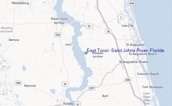 East Tocoi, Saint Johns River, Florida Tide Station Location Map