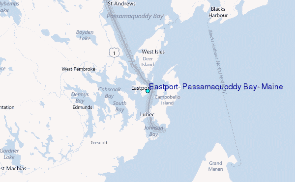 Eastport, Passamaquoddy Bay, Maine Tide Station Location Map