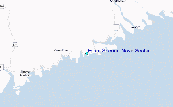 Ecum Secum, Nova Scotia Tide Station Location Map
