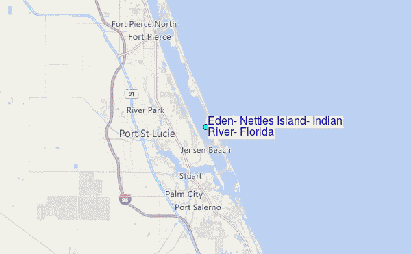 Eden, Nettles Island, Indian River, Florida Tide Station Location Map