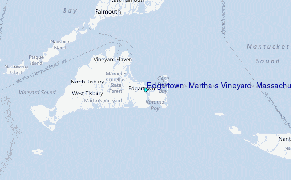 Edgartown, Martha's Vineyard, Massachusetts Tide Station Location Map