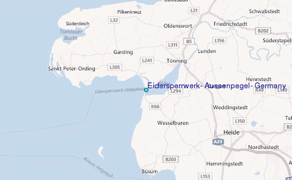 Eidersperrwerk, Aussenpegel, Germany Tide Station Location Map
