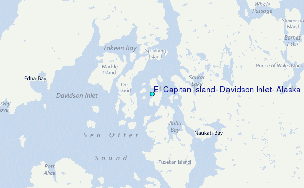 El Capitan Island, Davidson Inlet, Alaska Tide Station Location Map