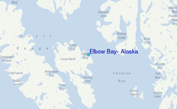 Elbow Bay, Alaska Tide Station Location Map