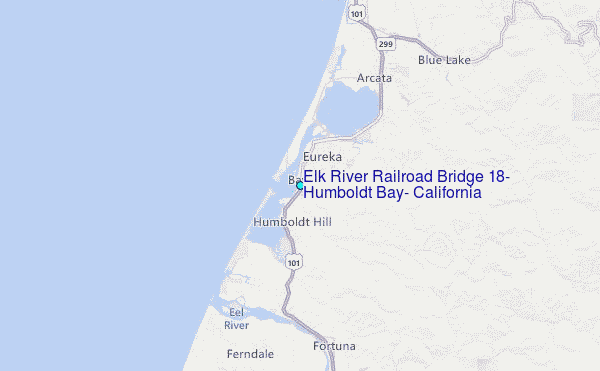Elk River Railroad Bridge #18, Humboldt Bay, California Tide Station Location Map