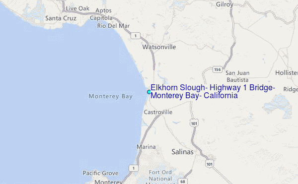 Elkhorn Slough, Highway 1 Bridge, Monterey Bay, California Tide Station Location Map
