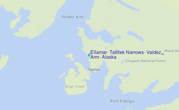 Ellamar, Tatitlek Narrows, Valdez Arm, Alaska Tide Station Location Map