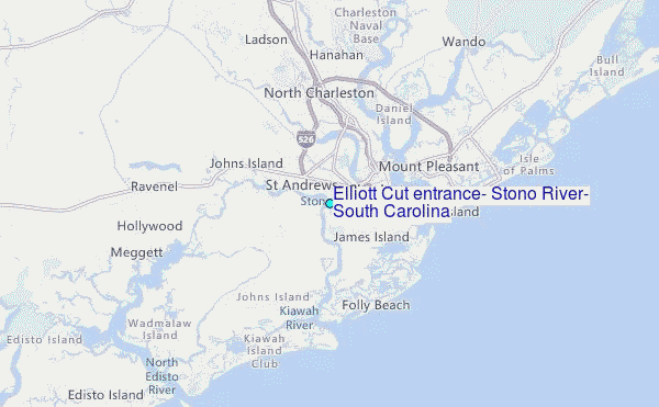Elliott Cut entrance, Stono River, South Carolina Tide Station Location Map