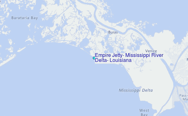 Empire Jetty, Mississippi River Delta, Louisiana Tide Station Location Map